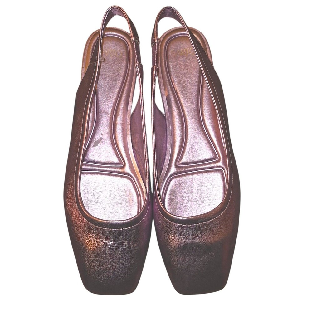 Franco Sarto Flexa Antona Metallic Light Purple Leather Slingback Flat sz 8.5